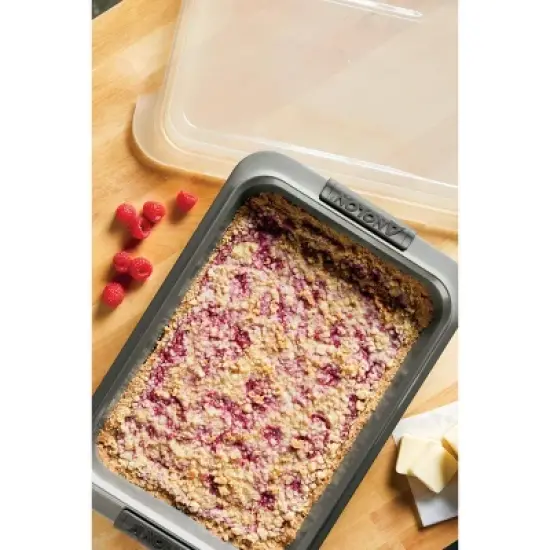 Anolon Advanced Bakeware 9" x 13" Nonstick Cake Pan with Lid with Silicone Grips Gray: Even-Heating, Soft-Grip Handle image {1}