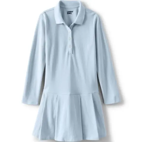 Lands' End School Uniform Girls Long Sleeve Mesh Pleated Polo Dress image {6}