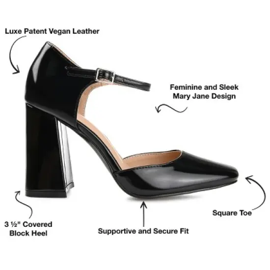 Journee Collection Womens Hesster Mary Jane Mid Block Heel Square Toe Pumps image {7}
