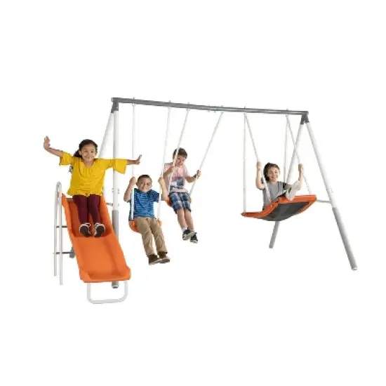 Sportspower Gladstone Metal Swing and Slide Set -Gray/Orange image {2}