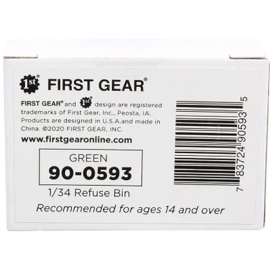 Refuse Trash Bin Green 1/34 Diecast Model by First Gear image {2}