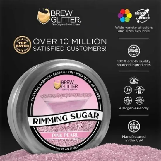 Brew Glitter Colorful Cocktail Rimming Glitter Sugar Series (1x 4oz Tin) image {1}