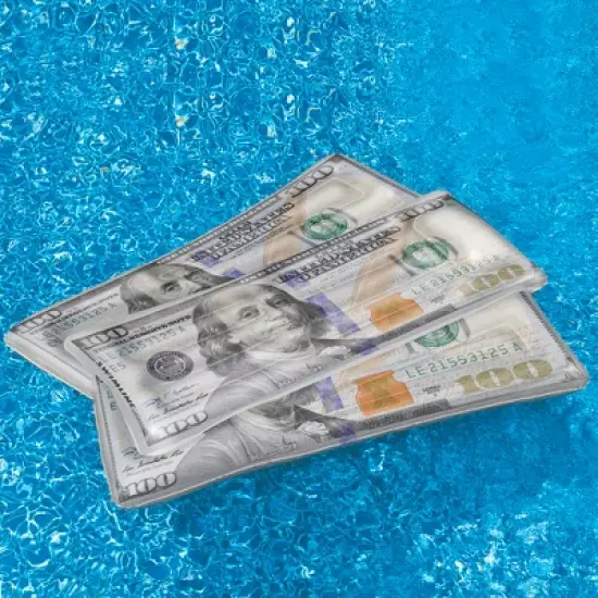 Swimline 84" Inflatable Benjamin Franklin Money Lounge Pool Float - White image {2}