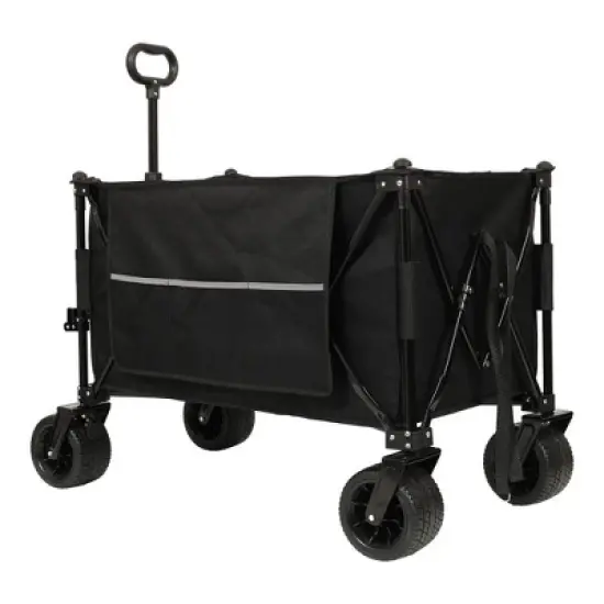 CAVINAS 480lbs Heavy Duty Folding Wagon Cart,All-Terrain Shopping Cart with Locking Brakes & Storage Pockets,Oversized Wagon for Camping image {5}
