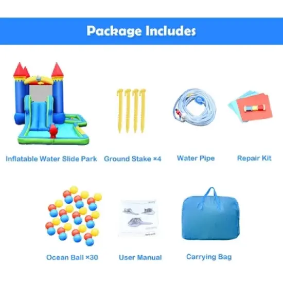 Costway Inflatable Bouncer Climbing Slide Bounce House Water Park BallPit Without Blower image {9}