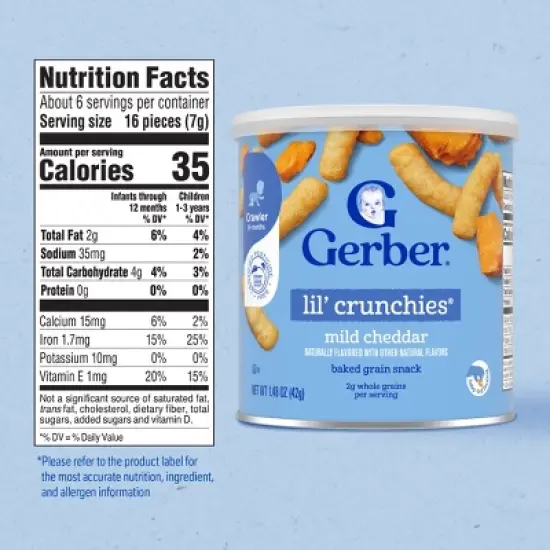 Gerber Baby Food Mild Cheddar Crunchies Baby Snack - 1.48oz image {6}