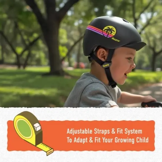 BERN Nino Razor Kids Bike & Skate Helmet &ndash; XS/S &ndash; Matte Black Yellow Sunset &ndash; Flip Visor, Lightweight, Multi-Sport Protection, Adjustable Fit image {3}