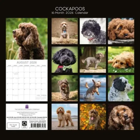 2026 Square Wall Calendar, Cockapoos, 16-Month Animals Theme with 180 Reminder Stickers (12x12 In) image {3}