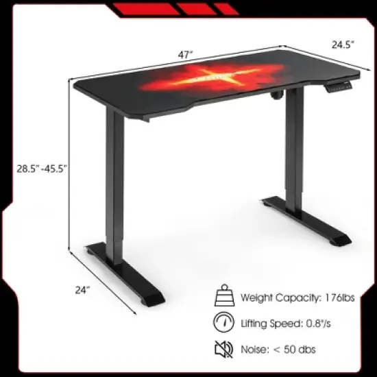 Costway Electric Standing Gaming Desk Sit to Stand Height Adjustable Splice Board image {2}