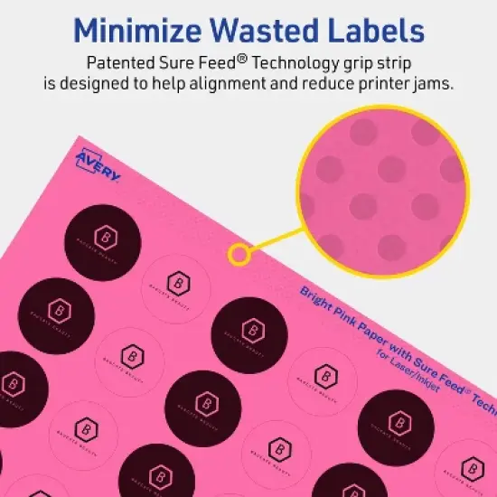 Avery Bright Pink Paper Labels, 1" Diameter Round image {3}