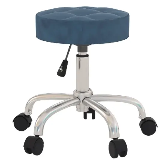 24.5" Nora Tufted Backless Adjustable Metal Vanity and Office Stool with Casters - Hillsdale Furniture image {11}