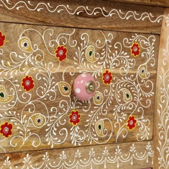 Fullen Handcrafted Boho 2 Drawer Mango Wood Nightstand Natural - Christopher Knight Home image {8}