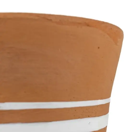 Multi White Stripe Terracotta Planter - Foreside Home & Garden image {2}