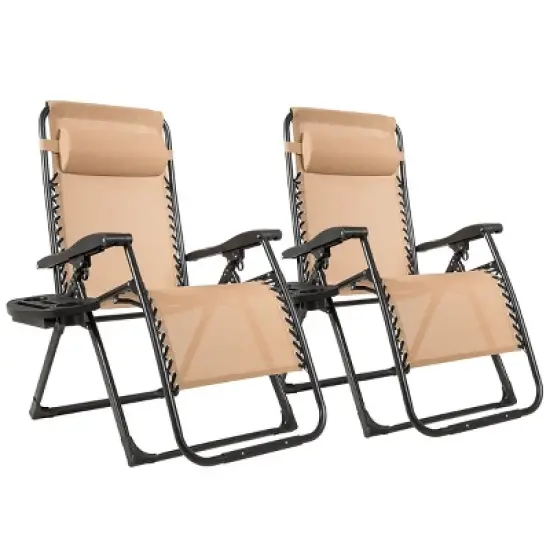 Costway 2PC Oversize Lounge Patio Heavy Duty Folding Recliner image {10}