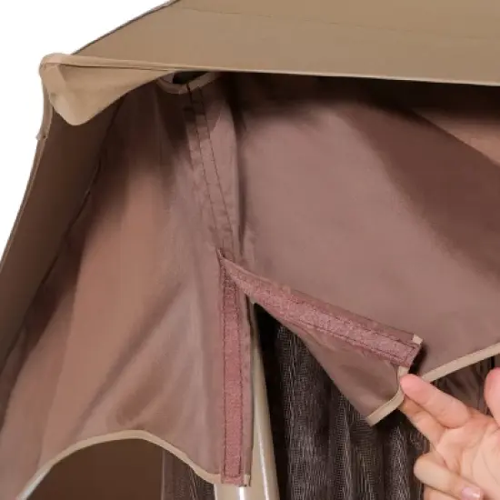 10' x 10' Outdoor Garden Gazebo with Skirts Tent Canopy Beige - Captiva Designs image {4}