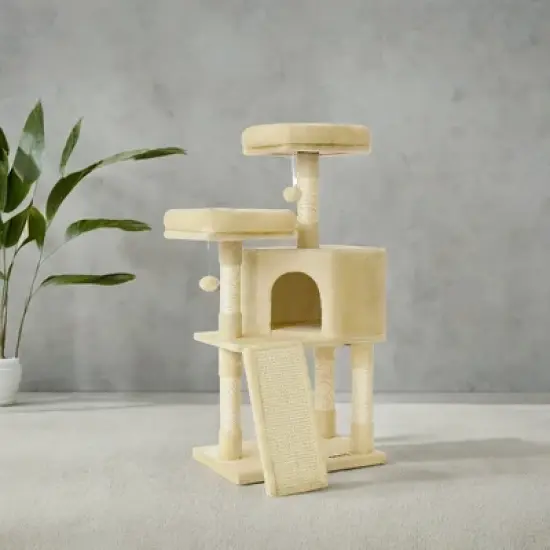45.3-Inch Cat Tree Cat Tower for Indoor Cats with Scratching Post, Ramp, Perch, Spacious Cat Cave image {1}
