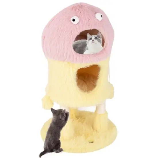 Tangkula Monster-Themed Cat Tree w/ 2 Private Condos Long Plush Sisal Scratching Posts image {9}