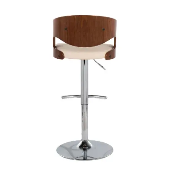Set of 2 Pino Upholstered Barstools Cream/Walnut - Lumisource image {4}