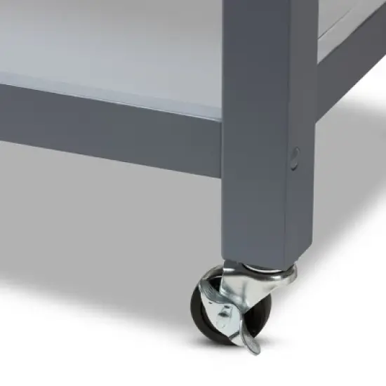 Sunderland Coastal and Farmhouse Natural Wood Kitchen Cart Gray, Light Brown - Baxton Studio image {3}