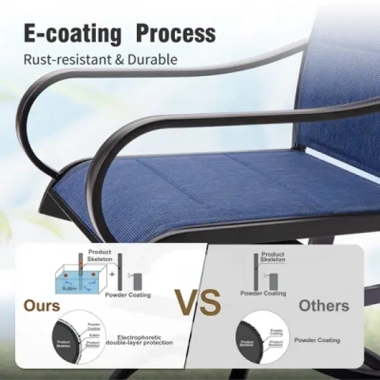 Captiva Designs 8pc Patio Dining Set with Rectangular steel table & Padded Sling Swivel Chairs & Market Umbrella image {10}