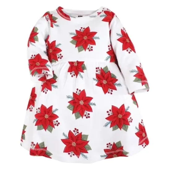 Hudson Baby Infant and Toddler Girl Cotton Dresses, Poinsettia Dot image {2}