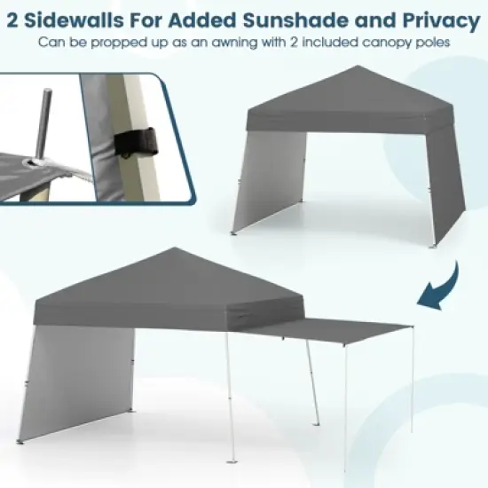 Tangkula 14 X 9.2 FT Pop up Canopy Tent w/ 2 Convertible Sidewalls to Awning & Stakes image {5}