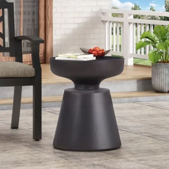 Kumasinova 20.5" One-Of-A Kind Modern Outdoor Side Table,Patio End Table Accent Side Table for Porch,Garden&Living Room,Versatile Decor Piece,Black image {4}