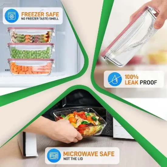 NutriChef 10-Piece High Borosilicate Glass Food Storage Containers Set (NCCLX5R9.5) image {2}