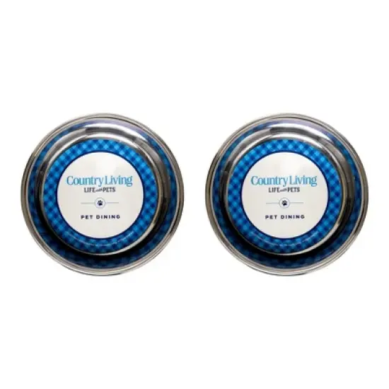 Country Living Set of 2 Farmhouse-Style Stainless Steel Dog Bowls &ndash; Available in 2 Sizes & 5 Colors image {2}