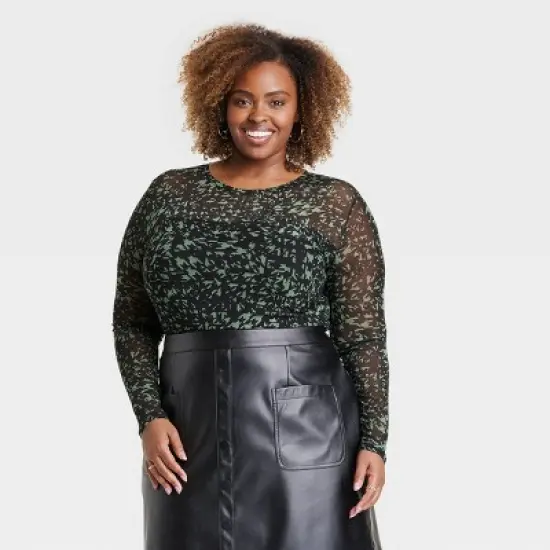 Women's Slim Fit Long Sleeve Lined Mesh T-Shirt - Ava & Viv&trade; image {4}