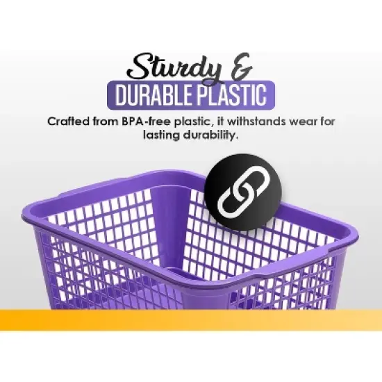 YBM HOME Plastic Perforated Storage Basket Bin Office Drawer, Shelf Desktop CountertopTray Organizer 32-1184, Pack of 3 image {3}