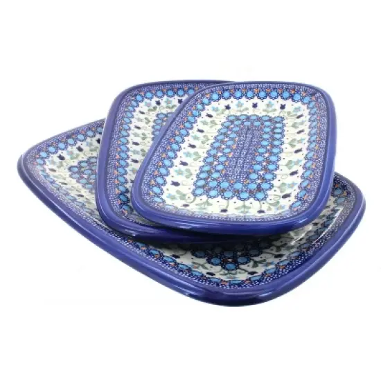 Blue Rose Polish Pottery 6200 Vena 3 Piece Rectangular Serving Set image {10}