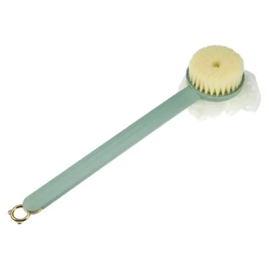 Unique Bargains Double-sided Long Handle with Bath Flower Bath Brush 14.96"x3.94"x2.76" 1 Pc image {8}