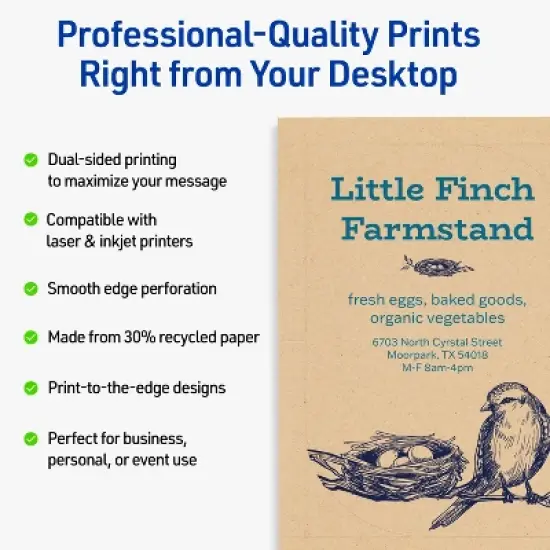 Avery Leaf Flat Cards, 3-1/2" x 5", Matte Kraft Brown, 200 Total image {1}