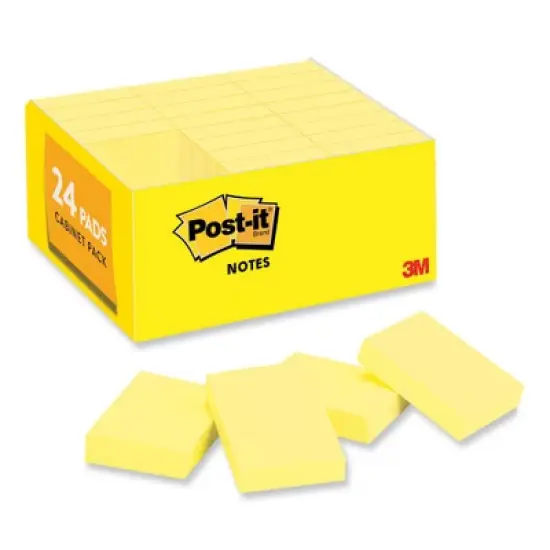 Post-it Notes Original Pads in Canary Yellow, Value Pack, 1.38" x 1.88", 100 Sheets/Pad, 24 Pads/Pack image {5}
