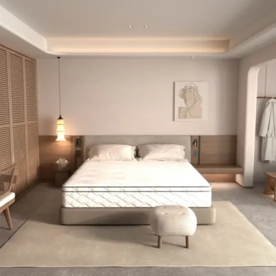 DSVIMOY Mattress Hybrid Gel Memory Foam with Pocket Coils for Cooling and Comfort, White, 43"*20"*20" image {1}