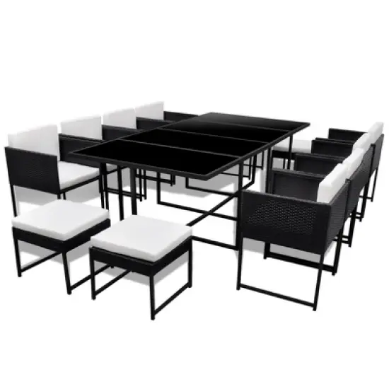 vidaXL Outdoor Dining Set Black, White image {8}