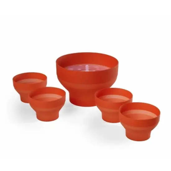 Lekue Jumbo Popcorn Maker with 4 Collapsible Bowls, Platinum Silicone Microwavable Popcorn Bowl Set, Healthy Popcorn Recipes Included image {3}