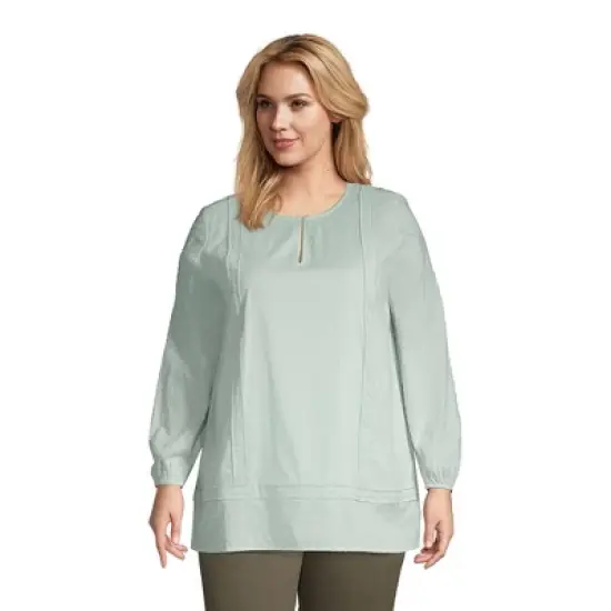 Lands' End Women's Cotton Long Sleeve Split Neck Tunic Top image {10}