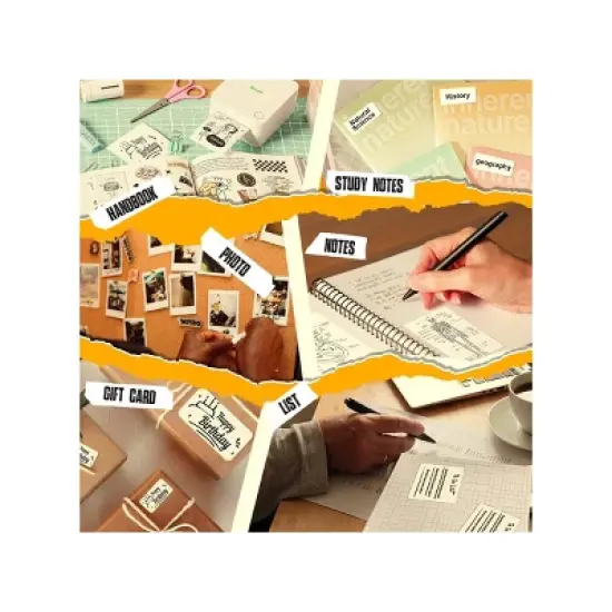 Nelko PM230 Portable Bluetooth Sticker Printer Black with 2pk 54mmx3.5m White Rolls image {6}