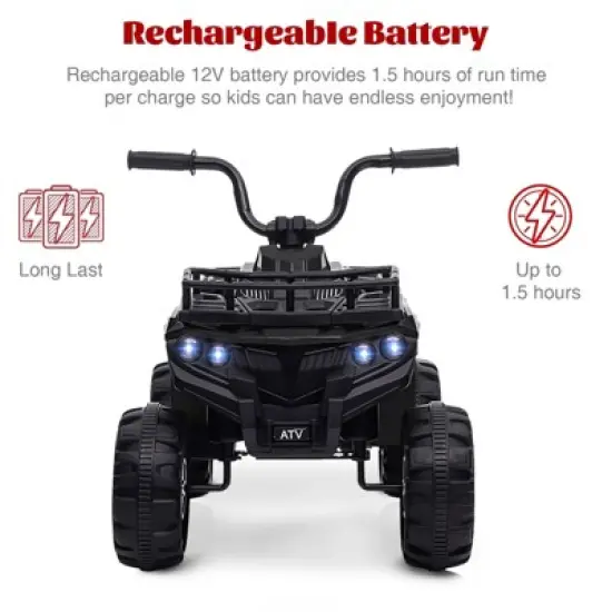 Kids Electric Ride On Car, 12V ATV Battery Powered Toy for Toddlers with LED Lights, Music, High/Low Speed, Battery Powered Quad Toy Vehicle image {5}