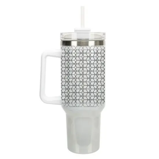 Elanze Designs Modern Diamond Geometric Pattern 40 oz. Stainless Steel, Large Water Bottle Coffee Mug, Spill & Leak Resistant, Thermal Travel Tumbler image {1}