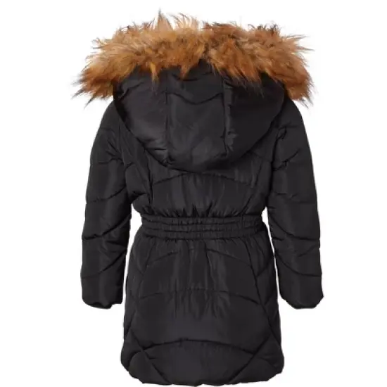 Sportoli Girls Fleece Lined Quilted Midlength Fur Trimmed Hood Winter Puffer Coats image {2}