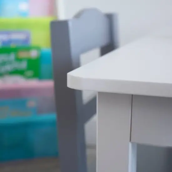 5pc Kids' Wood Table and Chair Set White/Gray - Humble Crew image {3}
