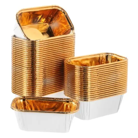 Unique Bargains Greaseproof Single-sided Aluminum Foil Cupcake Liners for Party 50 Pcs image {4}