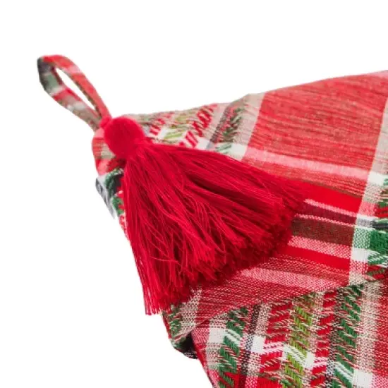 20" Red HGTV Home Collection Cotton Biased Cut Plaid Christmas Stocking - National Tree Company image {2}