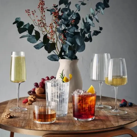 Bormioli Rocco Exclusiva Gin Fizz Glasses, Set of 12 - 17 Oz. Ribbed Drink Tumblers Made of Star Crystal Glass with XLT Treatment - Dishwasher Safe image {4}