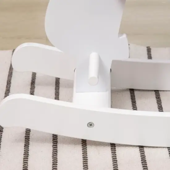 Qaba Little Wooden Rocking Horse Toy for Kids' Imaginative Play, Children's Small Baby Rocking Horse Ride-on Toy for Toddlers 1-3, Pink and White image {5}