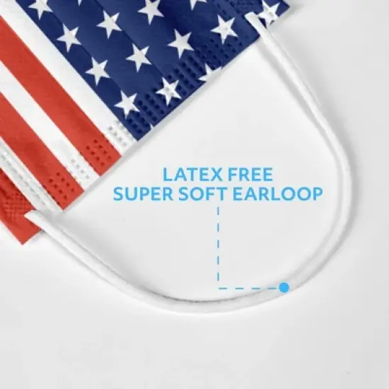 MagiCare - American Flags Design Face Masks for Adults - Breathable 3-Layer Disposable Masks - 50ct Box image {4}