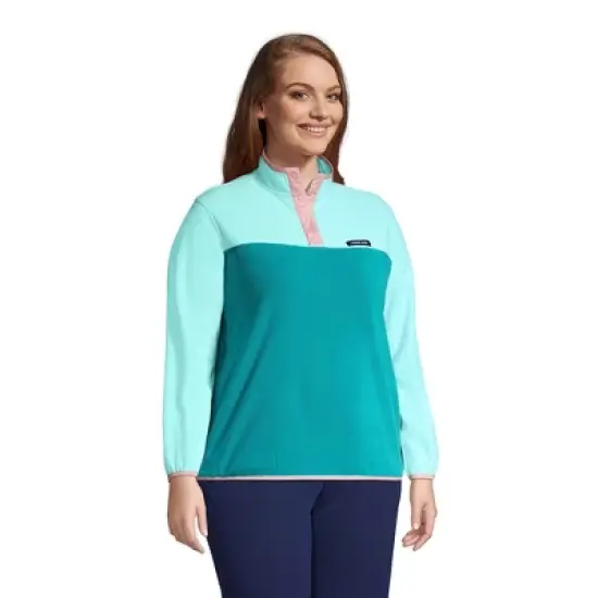 Lands' End Women's Heritage Fleece Snap Neck Pullover image {2}